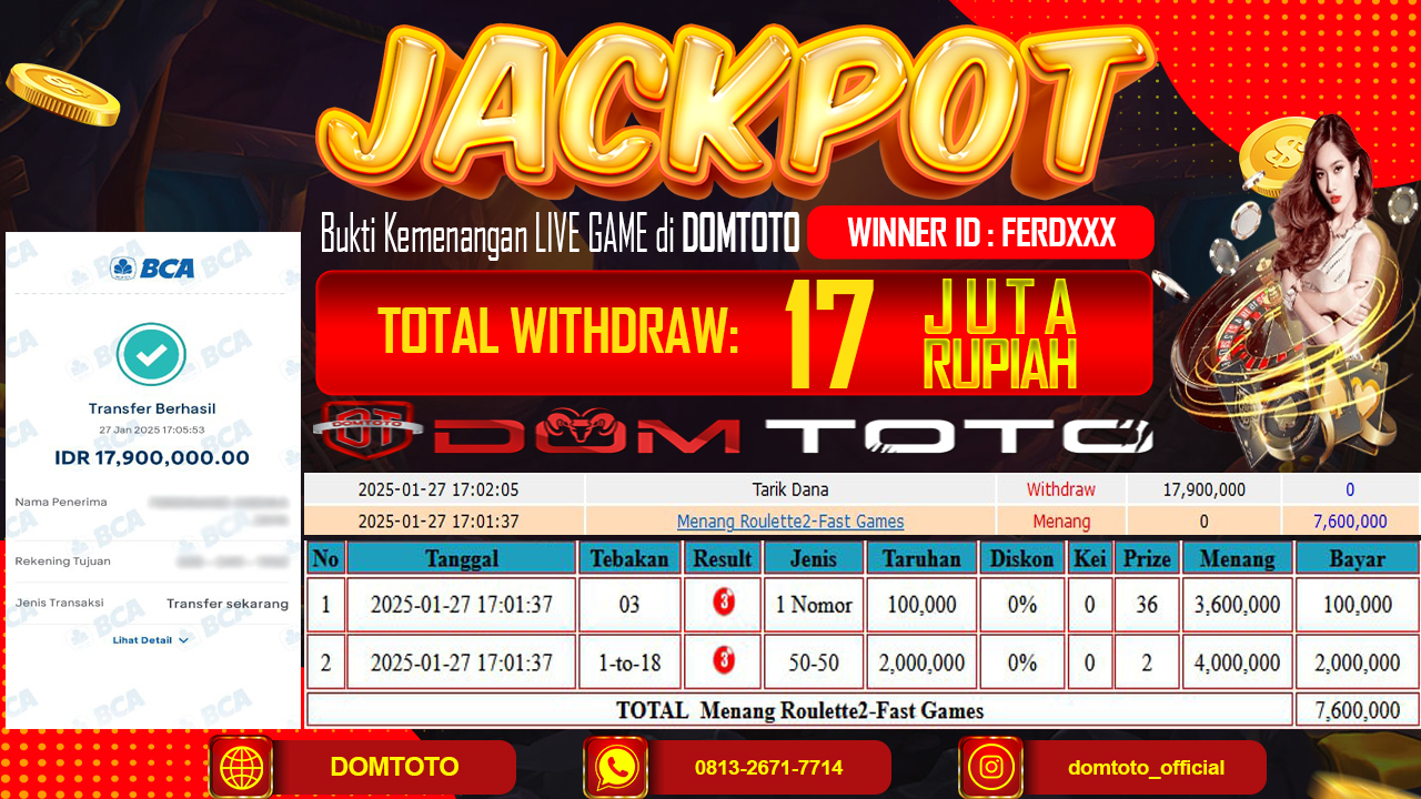 JACKPOT LIVE GAMES ROULETTE 2 27  JANUARI 2025